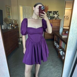 Showpo Elegant Purple Puff Sleeve Dress